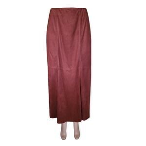 CAbi Women's Faux Suede Pull On Midi Skirt Rust Brown Size Large
